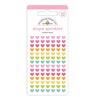 Doodlebug Cute & Crafty Sticker - Rainbow Hearts